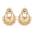 Generic Women's Rose Gold Plated Alloy Kundan Earrings &amp; Mangtikka (White &amp; Gold)