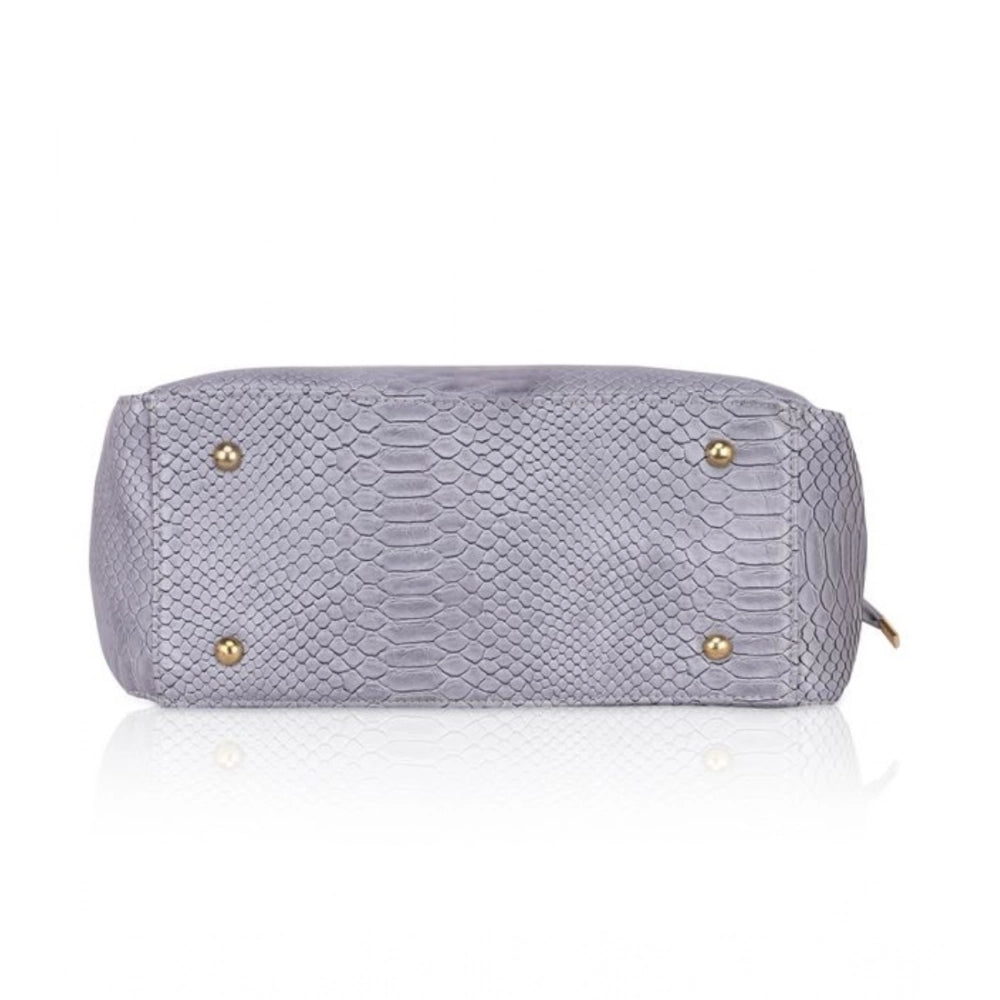 Generic Women's Faux Leather Textured Tote Bag (Grey)